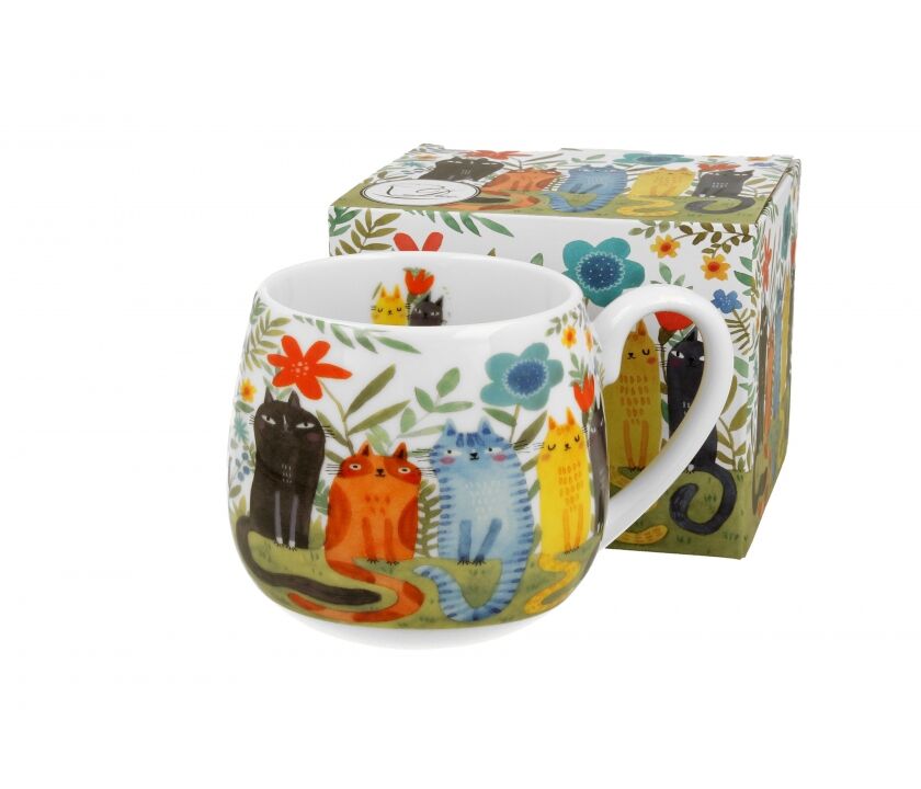 DUO ANIMALS Fassbecher 430 ml CAT'S WORLD – GARDEN FELINES New Bone China Porzellan