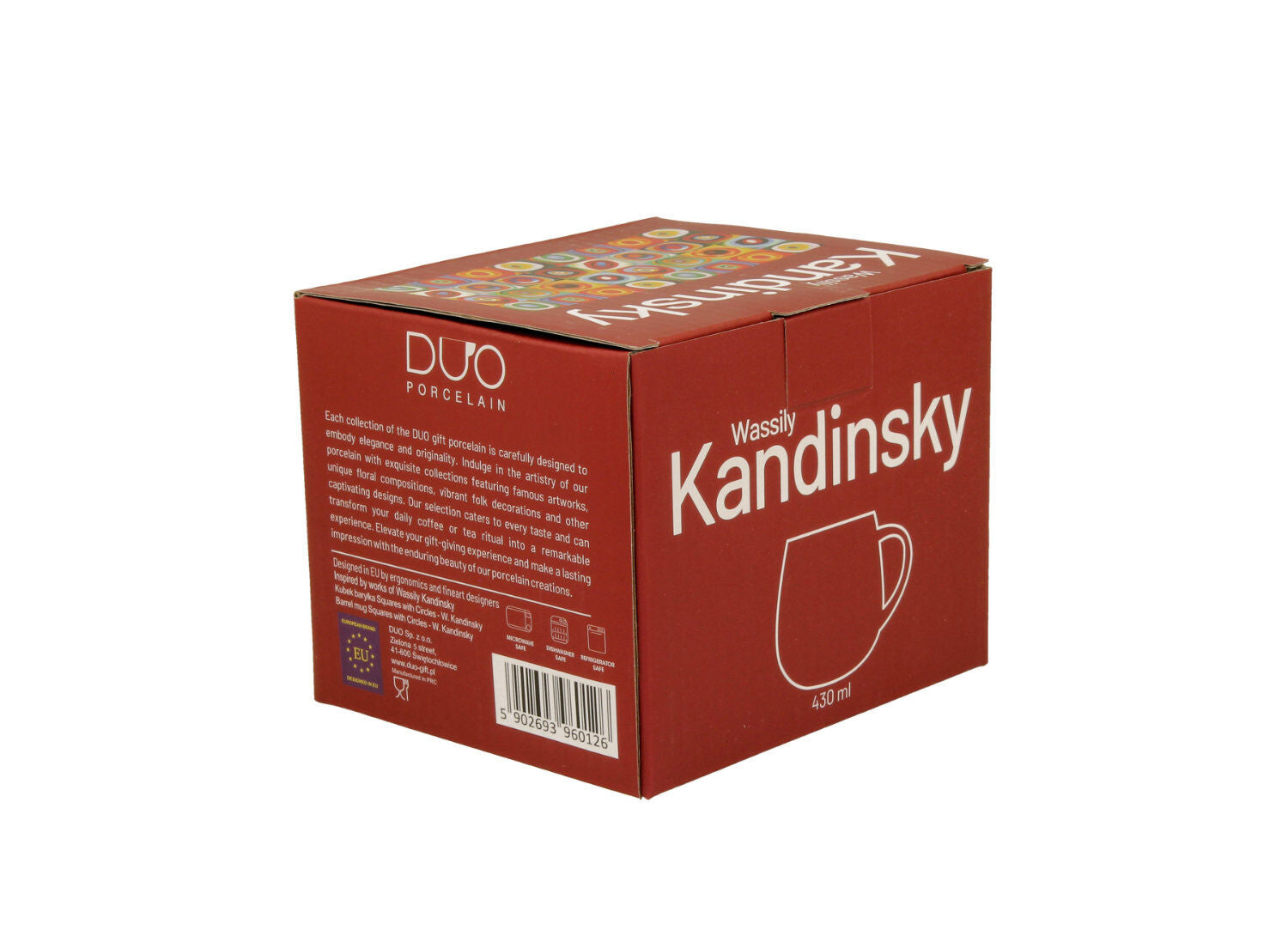 10er SET DUO ART GALLERY Fassbecher 430 ml SQUARES WITH CIRCLES inspired by W. Kandinsky, New Bone China Porzellan – Bild 5
