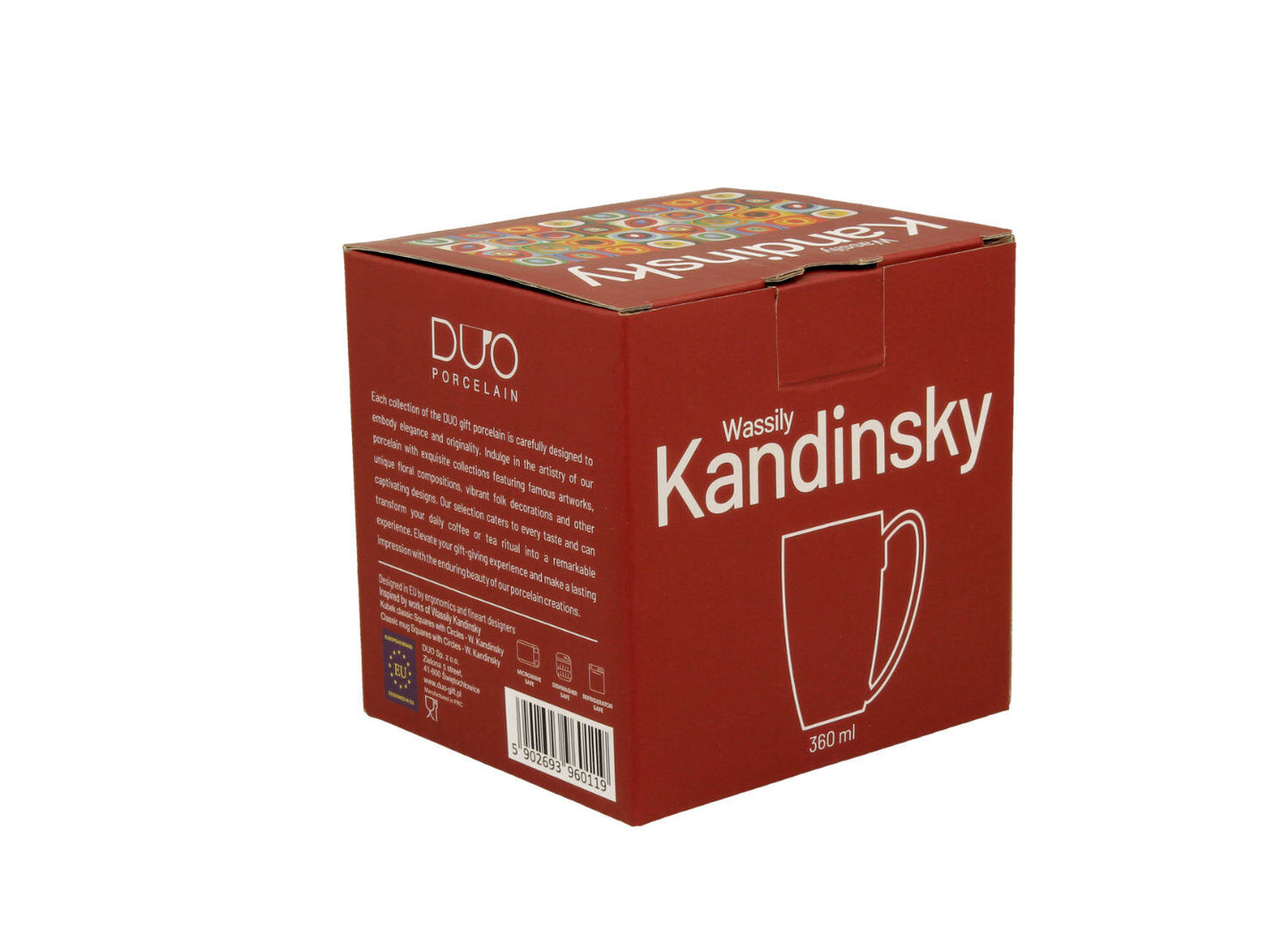 DUO ART GALLERY Klassischer Becher 360 ml SQUARES WITH CIRCLES inspired by W. Kandinsky, New Bone China Porzellan – Bild 4