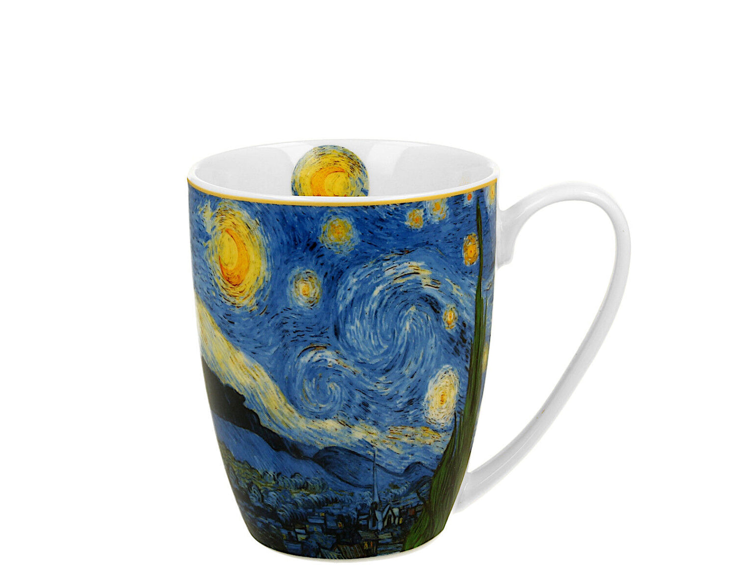 DUO ART GALLERY Klassischer Becher 360 ml STARRY NIGHT inspired by Van Gogh New Bone China Porzellan