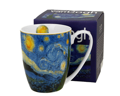 10er SET DUO ART GALLERY Klassischer Becher 360 ml STARRY NIGHT inspired by Van Gogh New Bone China Porzellan – Bild 3