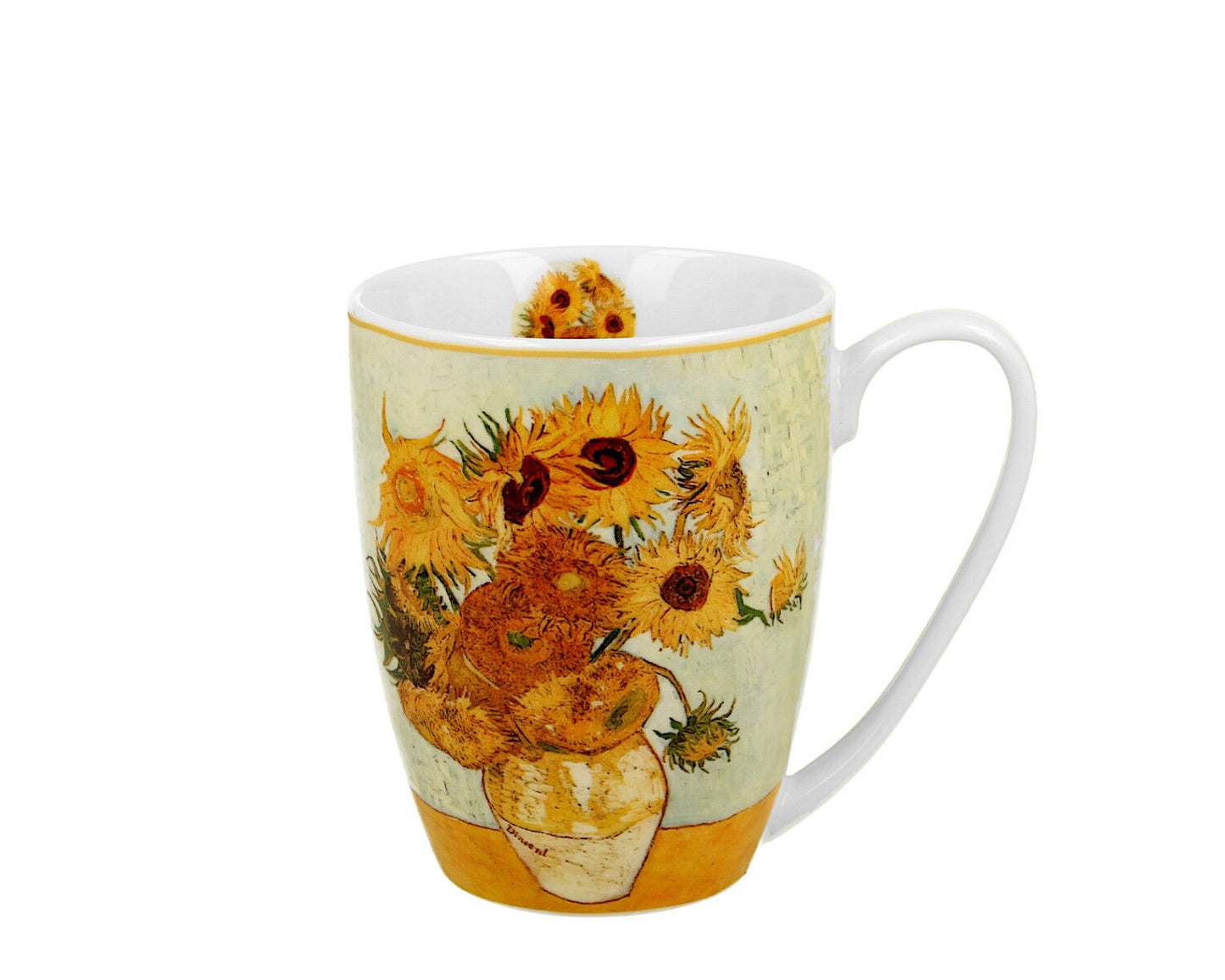 DUO ART GALLERY Klassischer Becher 360 ml SUNFLOWERS inspired by Van Gogh New Bone China Porzellan