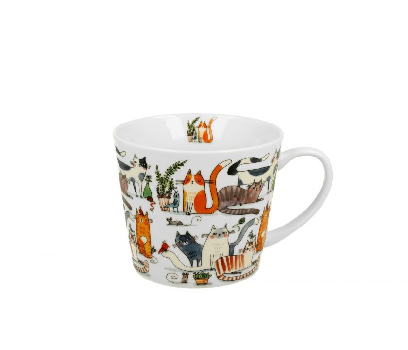 DUO ANIMALS Becher 600 ml CAT'S WORLD - LAZY CATS aus New Bone China Porzellan – Bild 2