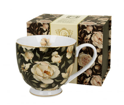 DUO GOLDEN LINE Becher mit Fuß 530 ml ENGLISH ROSES BLACK, New Bone China Porzellan – Bild 2