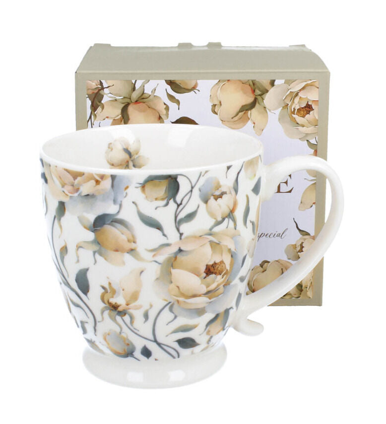 DUO Becher mit Fuß ENGLISH ROSES WHITE, 500 ml, New Bone China Porzellan – Bild 2