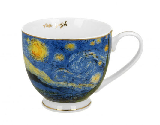 DUO GOLDEN LINE Becher mit Fuß 530 ml STARRY NIGHT inspired by Van Gogh, New Bone China Porzellan