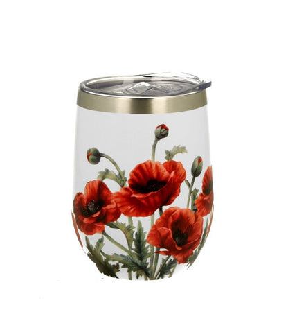 DUO Thermobecher CLASSIC POPPIES, 330 ml, Edelstahl, inkl. transparentem Kunststoffdeckel