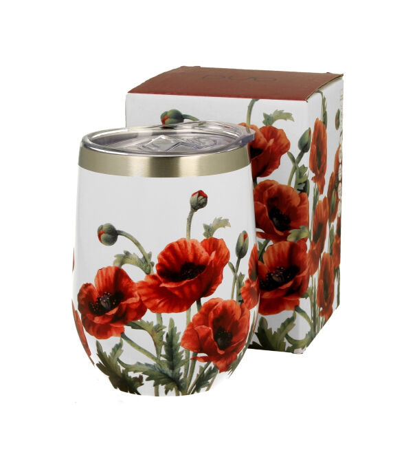 DUO Thermobecher CLASSIC POPPIES, 330 ml, Edelstahl, inkl. transparentem Kunststoffdeckel – Bild 2