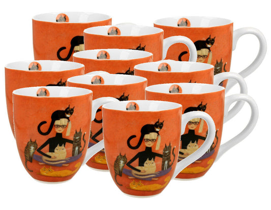 10er SET DUO ANIMALS XXL Jumbo Becher 1000 ml Cat’s World CINDY & KITTIES New Bone China Porzellan