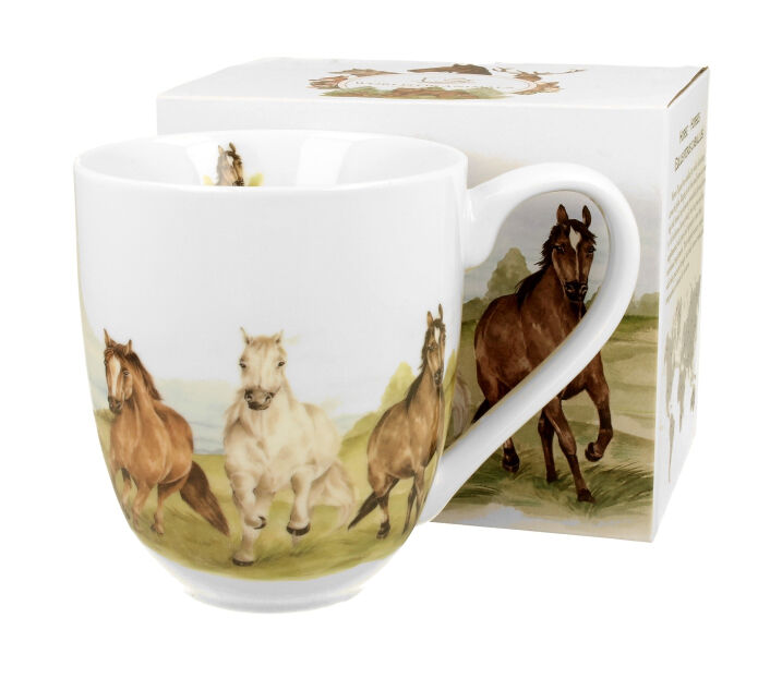 DUO ANIMALS XXL Becher 1000 ml PFERDE (Horses at Gallop) New Bone China Porzellan – Bild 2