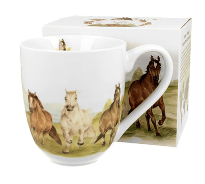 DUO ANIMALS XXL Becher 1000 ml PFERDE (Horses at Gallop) New Bone China Porzellan – Bild 2