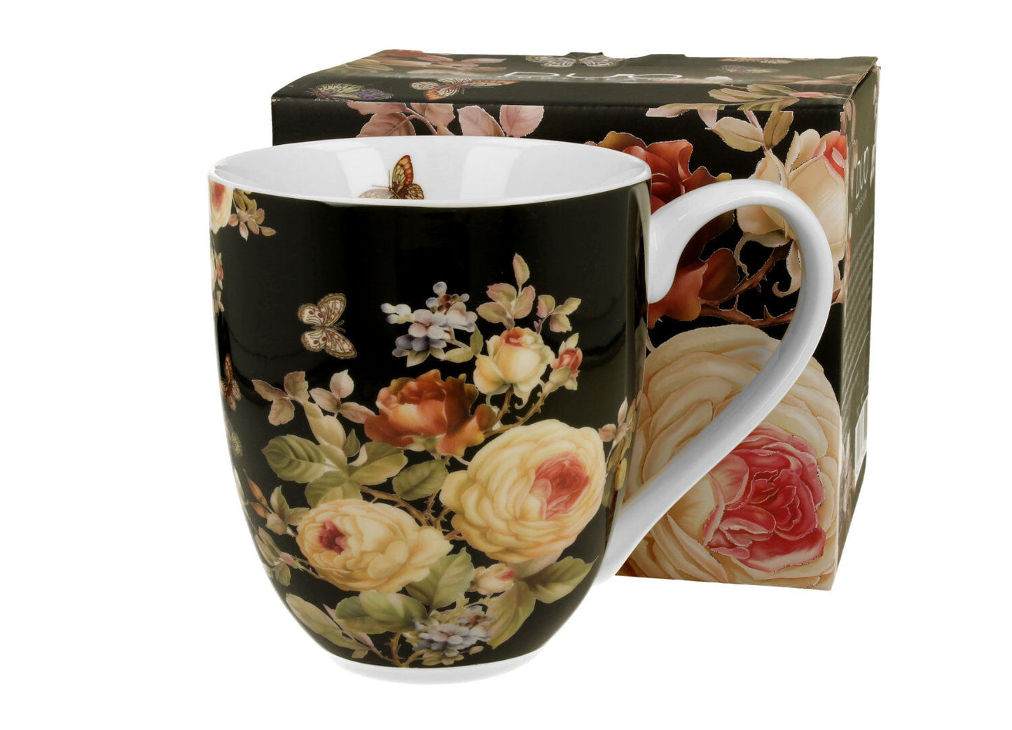 DUO FLOWERS CLASSIC XXL Becher 1000 ml WARDA New Bone China Porzellan