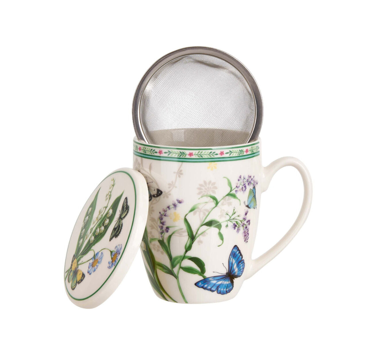 DUO Becher FLOWER DREAM, 360 ml, mit Teesieb und Deckel, New Bone China Porzellan – Bild 3