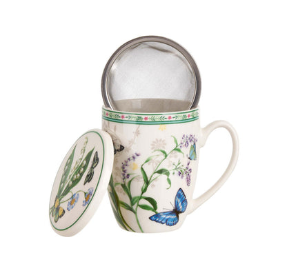 DUO Becher FLOWER DREAM, 360 ml, mit Teesieb und Deckel, New Bone China Porzellan – Bild 3