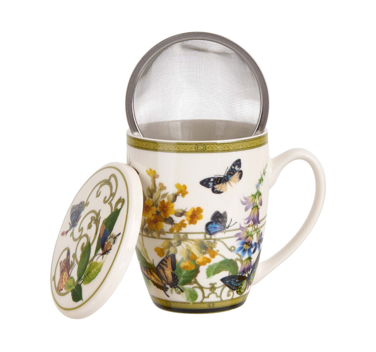 DUO Becher FLORAL RHAPSODY, 360 ml, mit Teesieb und Deckel, New Bone China Porzellan – Bild 4