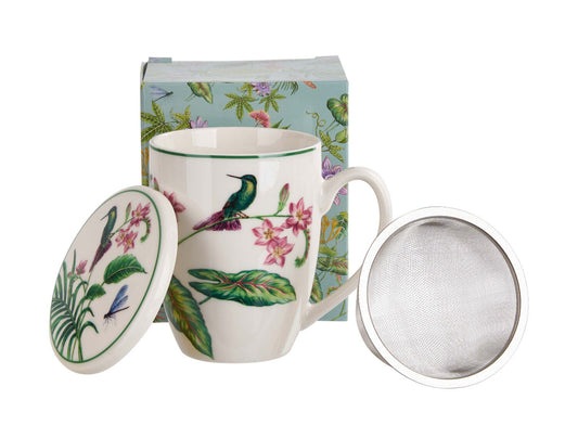 DUO Becher SOUND OF PARADISE, 360 ml, mit Teesieb und Deckel, New Bone China Porzellan