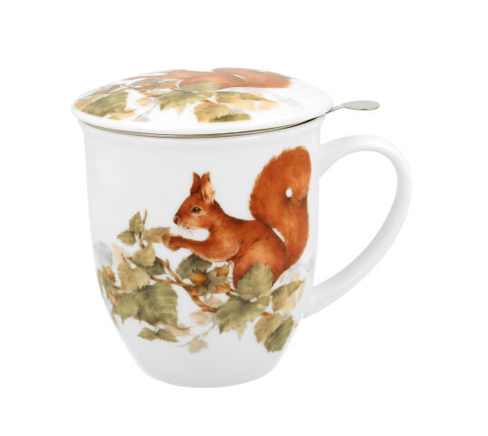 DUO World of Animals Eichhörnchen (Squirrel) 400 ml Becher mit Teesieb New Bone China Porzellan – Bild 2