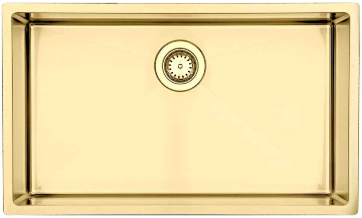 LAVABO Spüle KUBUS 700 soft in GOLD / MESSING ab 80 cm Schrankbreite / Ausschnittmaße: 720 x 420 / Edelstahlspüle