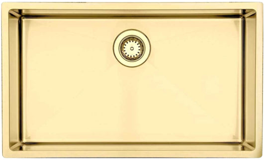 LAVABO Spüle KUBUS 700 soft in GOLD / MESSING ab 80 cm Schrankbreite / Ausschnittmaße: 720 x 420 / Edelstahlspüle