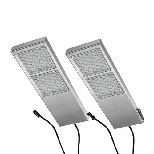 LED 92 Dino Set mit 2 Leuchten aus Edelstahl in warmweiß und LED Netzteil / Unterbauleuchten / Schrankleuchten /…