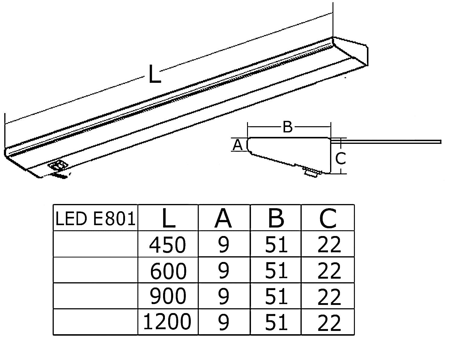 THEBO LED E 801 Unterbau Einzelleuchte 3000 K in SCHWARZ / Unterbauleuchte – Bild 2