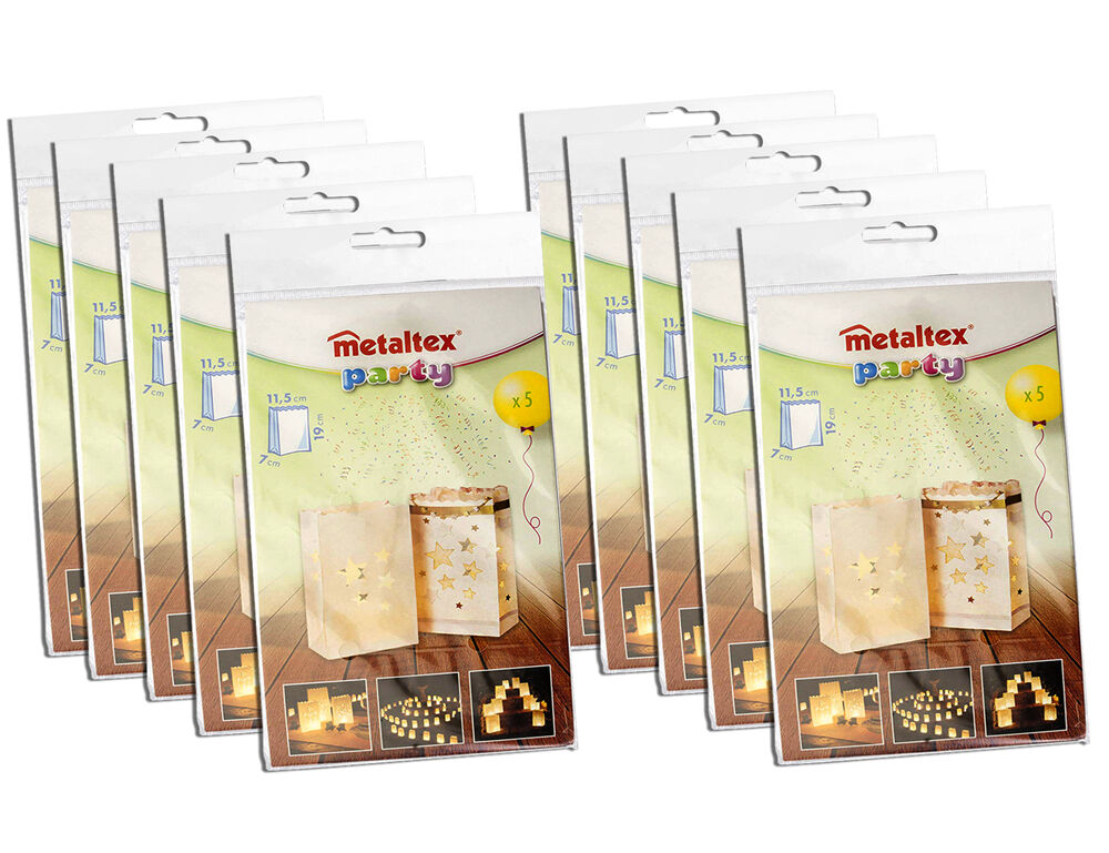 10er SET METALTEX 256620080 LICHTERTÜTEN - Sterne - 5 Stück / Stimmungsleuchten / Dekoleuchten