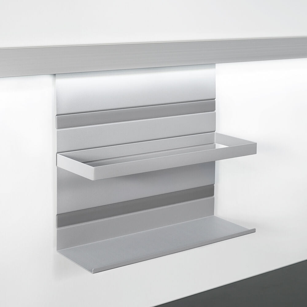Linero MosaiQ Universalablage H 300 mm mit Rahmen Titan grau / Relingsystem / Kesseböhmer