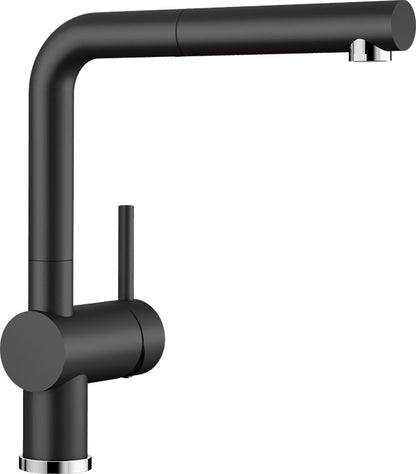 BLANCO 526148 Armatur LINUS-S in Silgranit Schwarz mit Bedienhebel rechts / Einhebelmischer / Mischbatterie