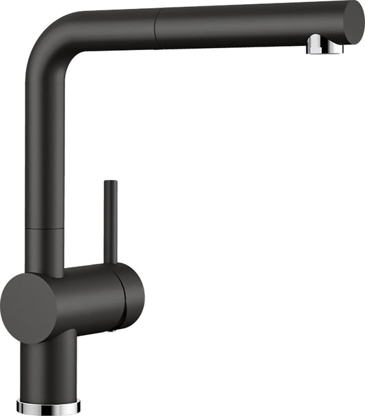 BLANCO 526148 Armatur LINUS-S in Silgranit Schwarz mit Bedienhebel rechts / Einhebelmischer / Mischbatterie
