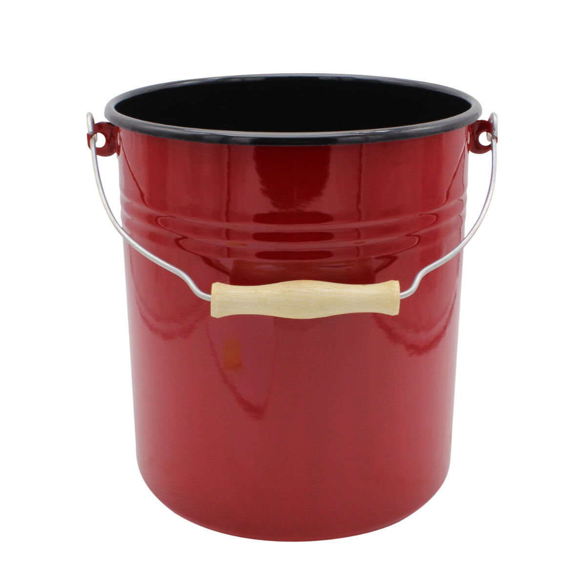 Karl Krüger Mülleimer 5 Liter aus Haushaltemaille in rot mit Deckel