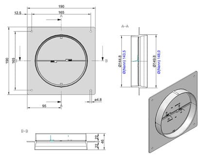 ZSB Maueranschlußstutzen Flow 150 rund/rund mit Rückstauklappe / Anschluss Rundrohr / Compair flow (System Ø 150) – Bild 2