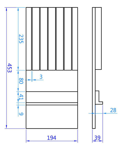 Messereinsatz B1 für EASY CLASSIC und EASY OPTION Einsätze mit Fach "B1" / B 194 x T 453 mm / Messerhalter / Messerfach / Messerblock