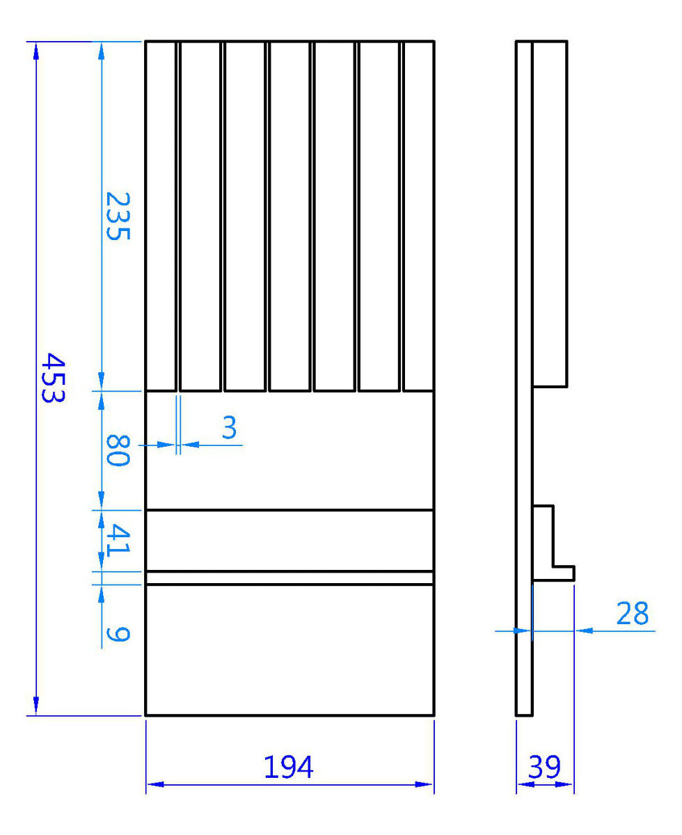 Messereinsatz B1 für EASY CLASSIC und EASY OPTION Einsätze mit Fach "B1" / B 194 x T 453 mm / Messerhalter / Messerfach / Messerblock
