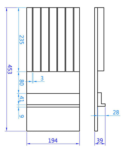 Messereinsatz B1 für EASY CLASSIC und EASY OPTION Einsätze mit Fach "B1" / B 194 x T 453 mm / Messerhalter / Messerfach / Messerblock