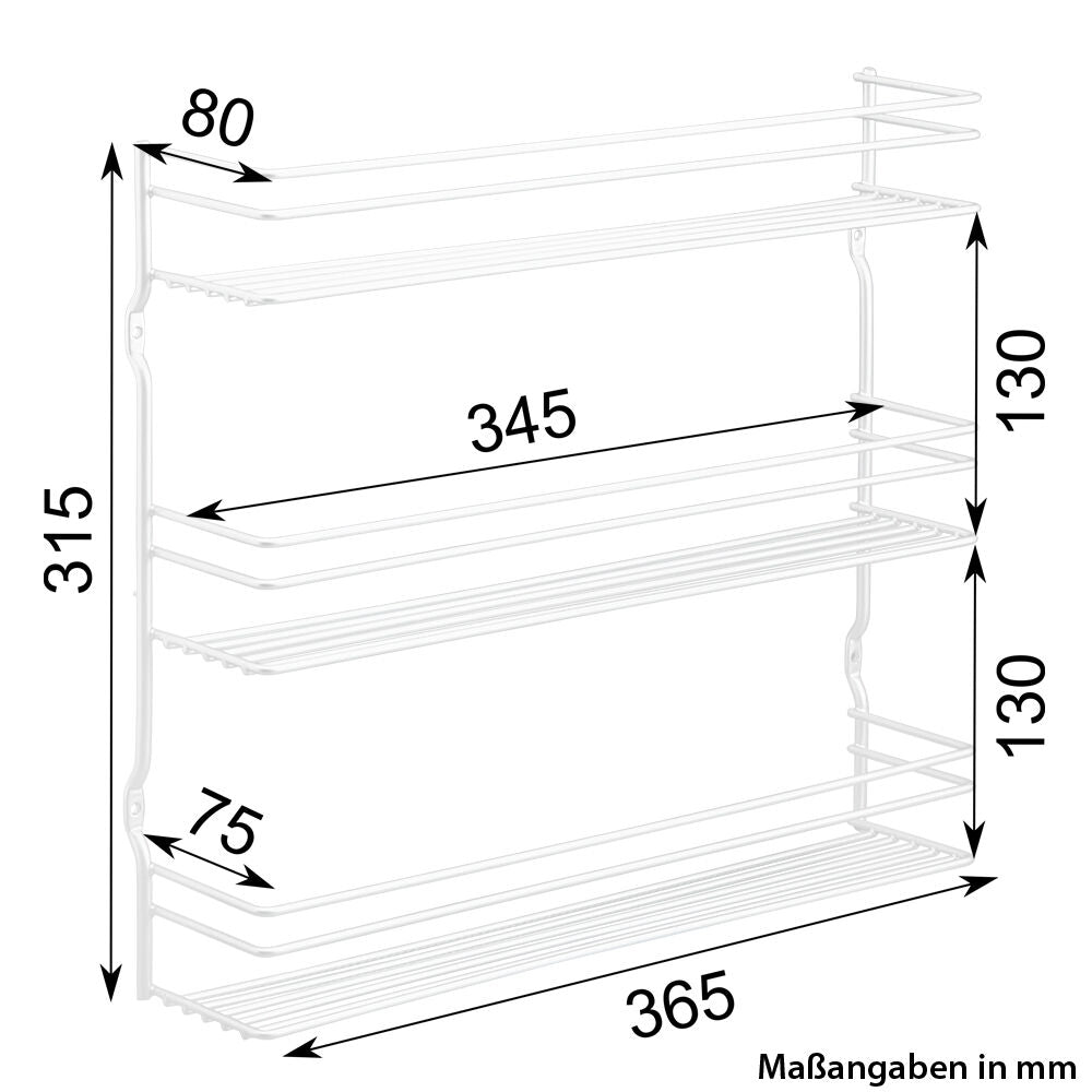 METALTEX 361433000 Lava Gewürzregal PEPITO mit 3 Etagen 36,5 x 8 x 31,5 cm TouchTherm, matt schwarz