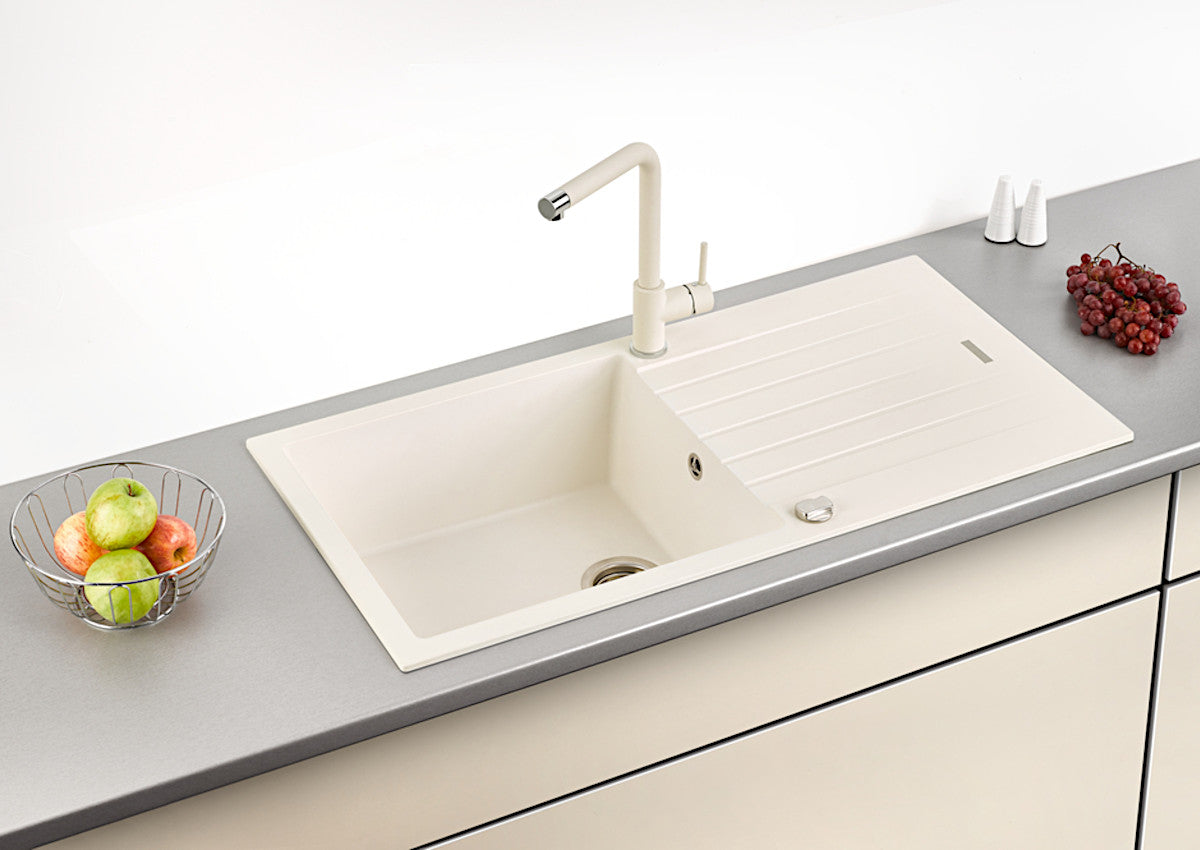 NABER Spüle ANGOLA 100L mit Drehexcentergarnitur verchromt / Auflagespüle / 60 cm Schrankbreite
