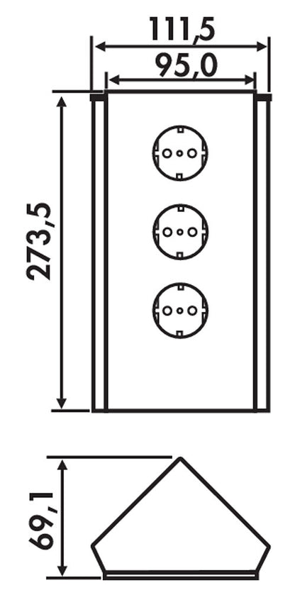 MIRA Eck Glas Eck-Steckdosenelement SCHWARZ - Schuko 3-fach / Steckdosen – Bild 2