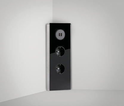 MIRA Eck Glas USB A Eck-Steckdose SCHWARZ - 2-fach Schuko und 2-fach USB Charger / Steckdosen – Bild 3