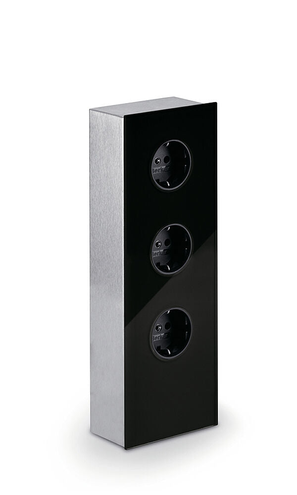 MIRA Glas-USB Steckdosenelement SCHWARZ - Schuko 3-fach und 2-fach USB Charger / Steckdosen / USB-Port – Bild 3