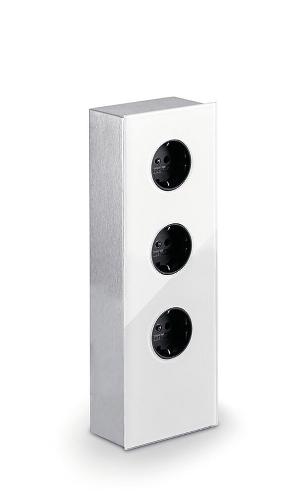 MIRA Glas-USB Steckdosenelement WEISS - Schuko 3-fach und 2-fach USB Charger / Steckdosen / USB-Port – Bild 3