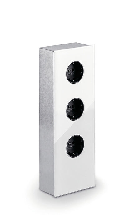 MIRA Glas-USB Steckdosenelement WEISS - Schuko 3-fach und 2-fach USB Charger / Steckdosen / USB-Port – Bild 3