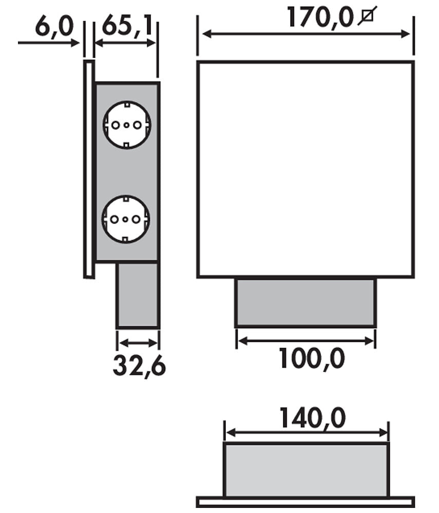 MIRA Quad Glas-USB Steckdosenelement SCHWARZ - Schuko 3-fach und 2-fach USB / Steckdosen / USB-Port – Bild 2