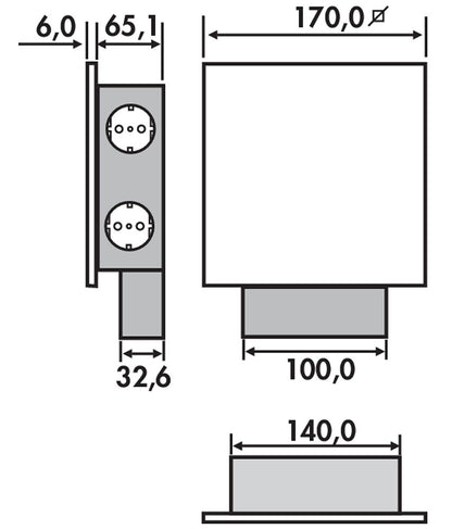 MIRA Quad Glas-USB Steckdosenelement SCHWARZ - Schuko 3-fach und 2-fach USB / Steckdosen / USB-Port – Bild 2