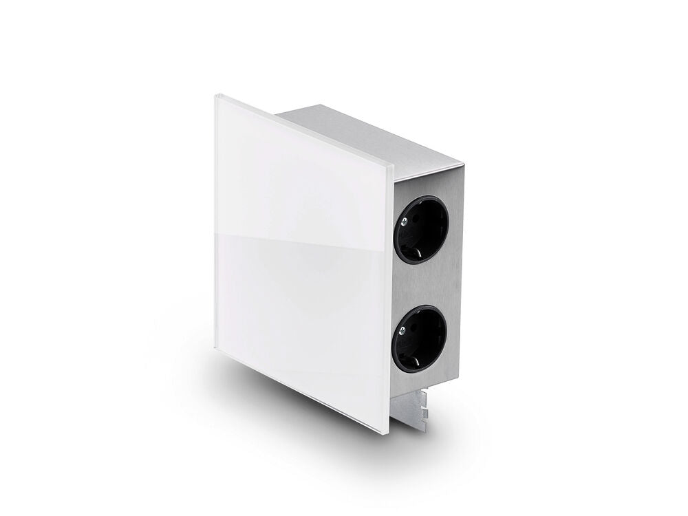 MIRA Quad Glas-USB Steckdosenelement WEISS - Schuko 3-fach und 2-fach USB / Steckdosen / USB-Port – Bild 3