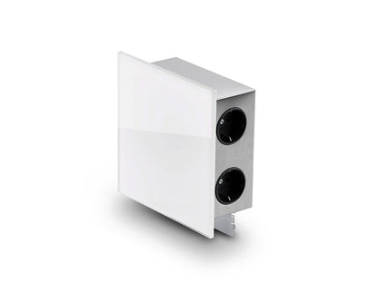 MIRA Quad Glas-USB Steckdosenelement WEISS - Schuko 3-fach und 2-fach USB / Steckdosen / USB-Port – Bild 3