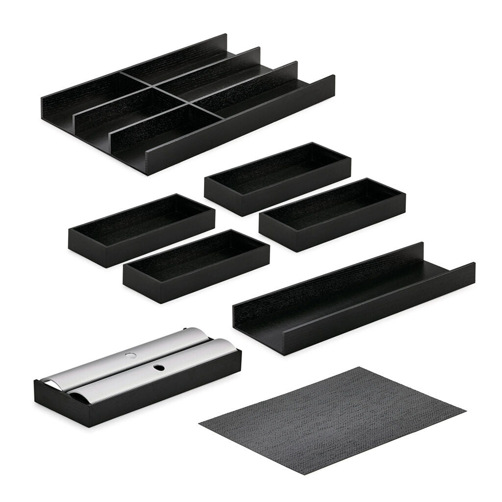 Modify Besteckeinsatz Set 1000, Esche schwarz / Besteckkasten-Set Holz