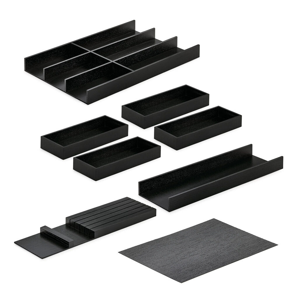 Modify Besteckeinsatz Set 1200, Esche schwarz / Besteckkasten-Set Holz
