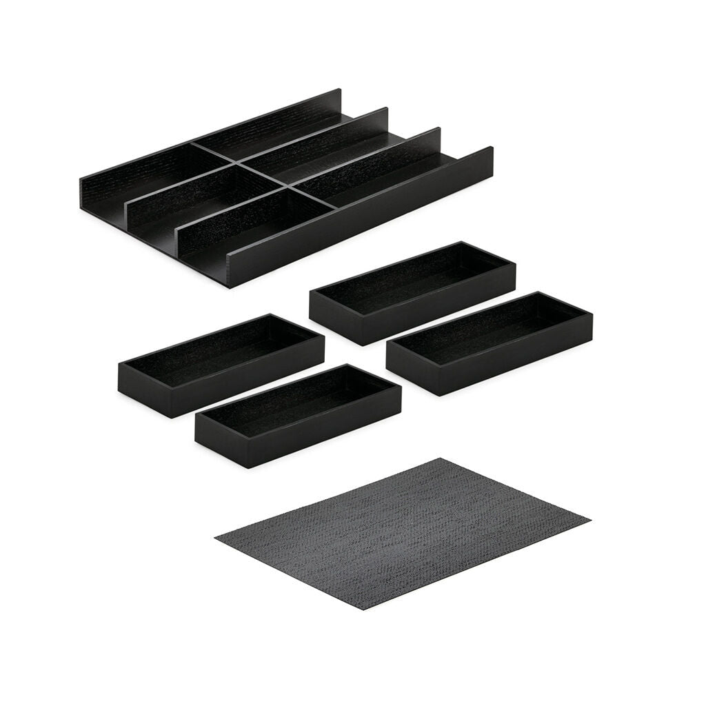 Modify Besteckeinsatz Set 800/900, Esche schwarz / Besteckkasten-Set Holz