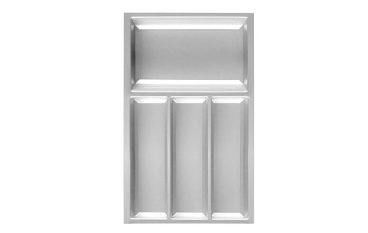 Besteckeinsatz 40er Schublade MOVE in Edelstahloptik / Maße (BxT): 292 x 473,5 mm / Besteck-Einsatz / Einsatz / Besteckkasten / Schubladeneinsatz