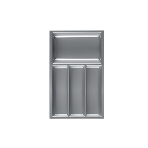 Besteckeinsatz MOVE Silbergrau, genarbt für 40er Schublade / Maße (BxT): 292 x 473,5 mm / Besteck-Einsatz / Einsatz / Besteckkasten / Schubladeneinsatz